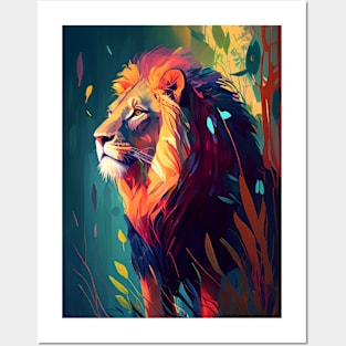 Lion Animal Portrait Painting Wildlife Outdoors Adventure Posters and Art